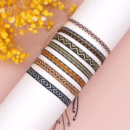 Bohemia Colombian Retro Ethnic Ribbon Hand-woven Contrast Color Bracelet