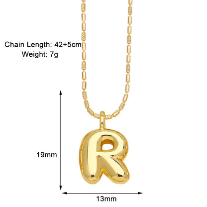 Copper Gold Plated Simple Style Letter Pendant Necklace