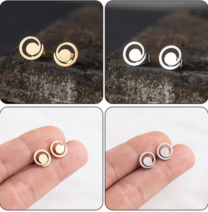 1 Pair Hip-Hop Triangle Star Heart Shape Stainless Steel Ear Studs