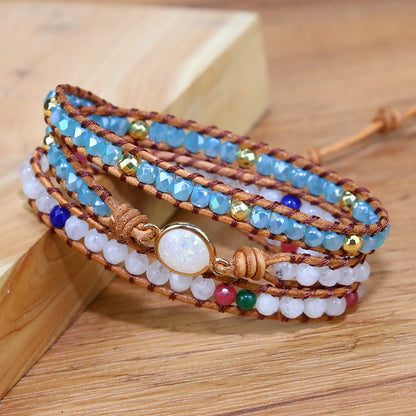 Ethnic Style Round Natural Stone Knitting Bracelets