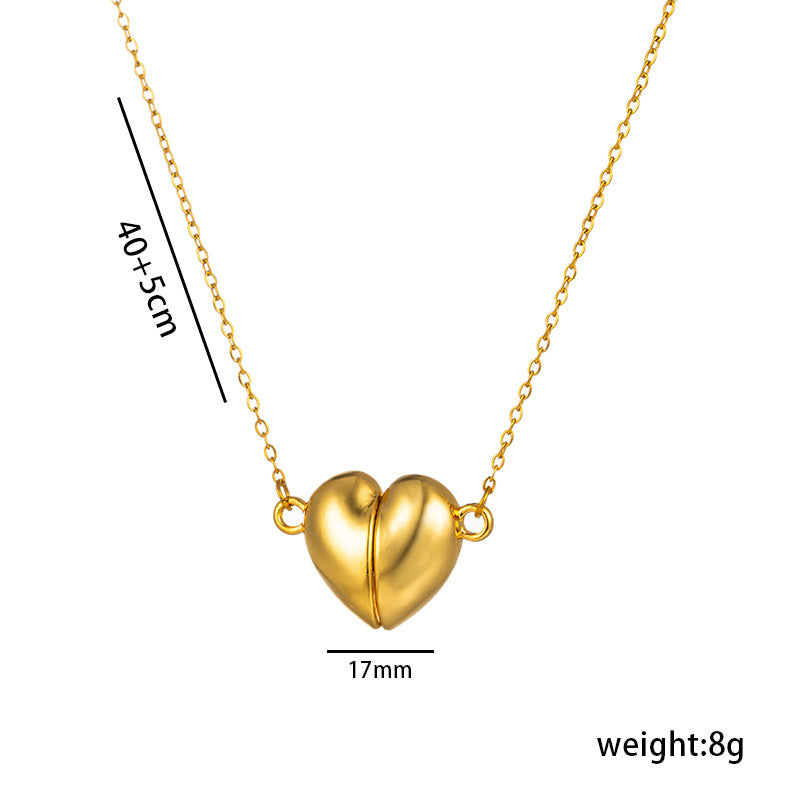 Titanium Steel Simple Style Heart Shape Plating Pendant Necklace