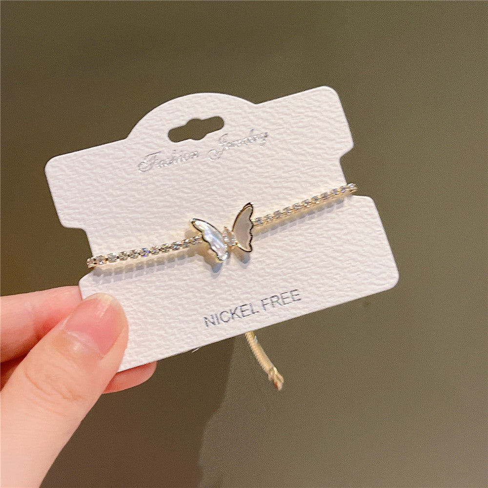 Simple Style Butterfly Copper Inlay Shell Zircon Bracelets