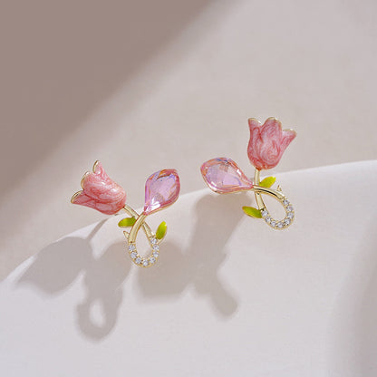 1 Pair Simple Style Classic Style Flower Inlay Alloy Zircon Ear Studs