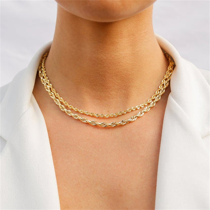 New Fashion Twist Chain 14k Gold Plated Stainless Steel Necklace