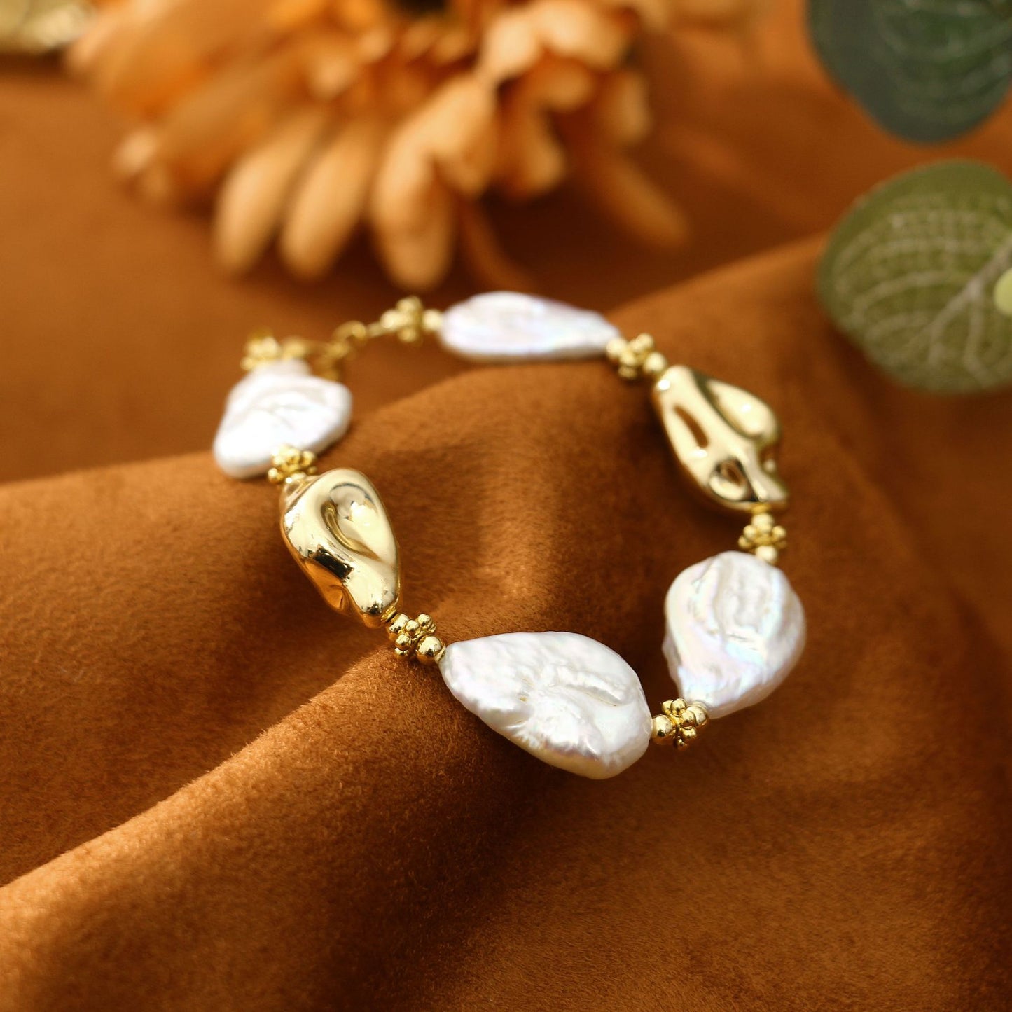 Retro U Shape Freshwater Pearl Copper Beaded Women's Bracelets Necklace