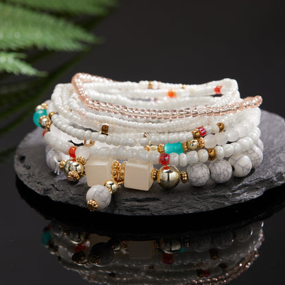 Vacation Round Beaded Alloy Natural Stone Women's Bracelets