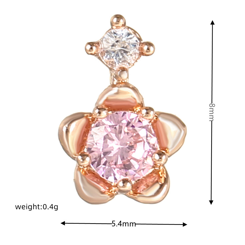 Sweet Heart Shape Copper Inlaid Zircon Drop Earrings Ear Studs 1 Piece