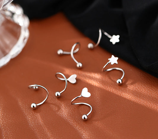 Fashion Pentagram Heart Shape Brass Ear Studs 1 Pair