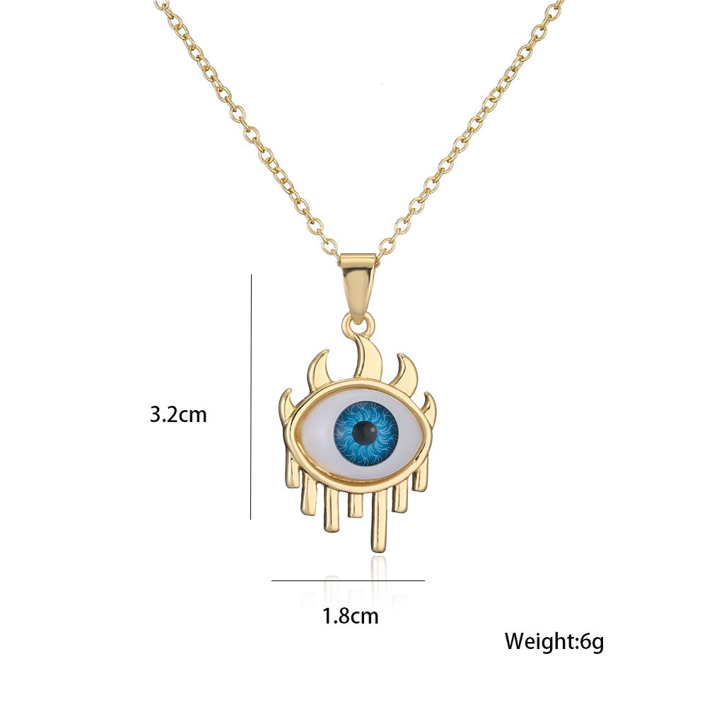 European And American Hot Sale New Copper Plated 18k Gold Lucky Eye Pendant Necklace