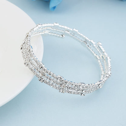 Fashion Rhinestone Pearl Multi-layer Winding Bracelet