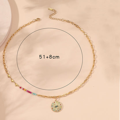 Ethnic Style Geometric Stainless Steel Necklace Plating Natural Stone Stainless Steel Necklaces