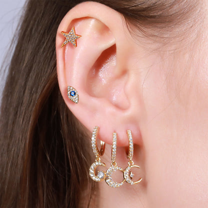 Geometric Brass Gem Earrings Ear Studs In Bulk