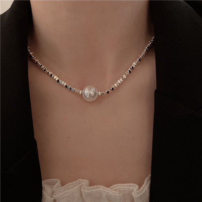 Retro Geometric Silver Plated Inlay Artificial Pearls Women's Necklace 1 Piece