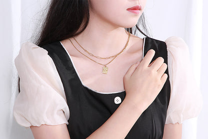 New Necklace Double-layer Chain 18k Stainless Steel Sweater Chain Wholesale