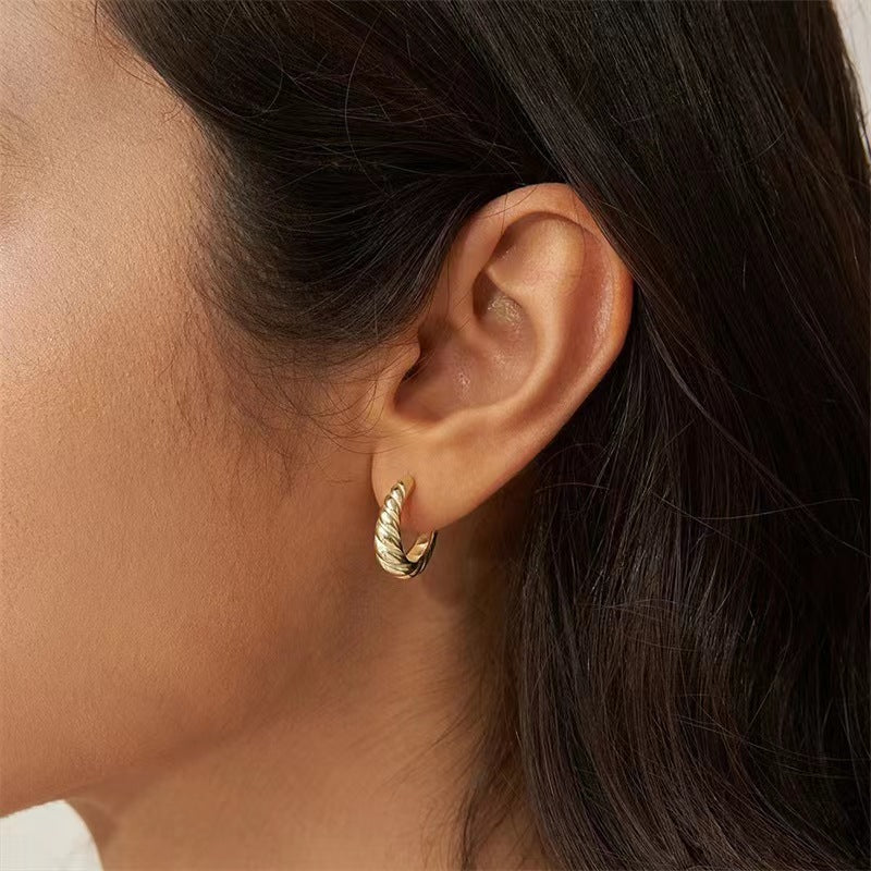 1 Pair Simple Style Streetwear Twist Plating Metal Ear Studs