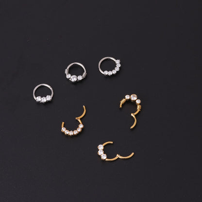 Fashion Geometric Stainless Steel Plating Artificial Gemstones Nose Ring