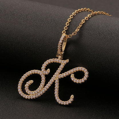 Wholesale Jewelry Zircon 26 English Letter Pendant Copper Necklace Gooddiy
