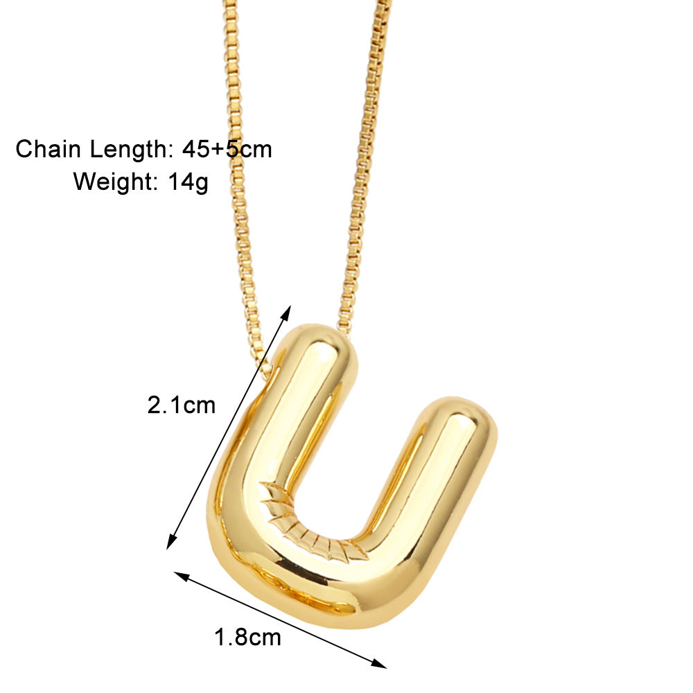 Simple Style Letter Copper Plating Pendant Necklace