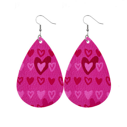 1 Pair Modern Style Classic Style Heart Shape Pu Leather Drop Earrings