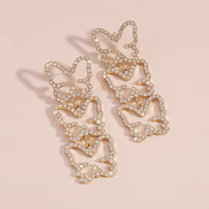 1 Pair Fashion Butterfly Alloy Plating Rhinestones Women's Drop Earrings