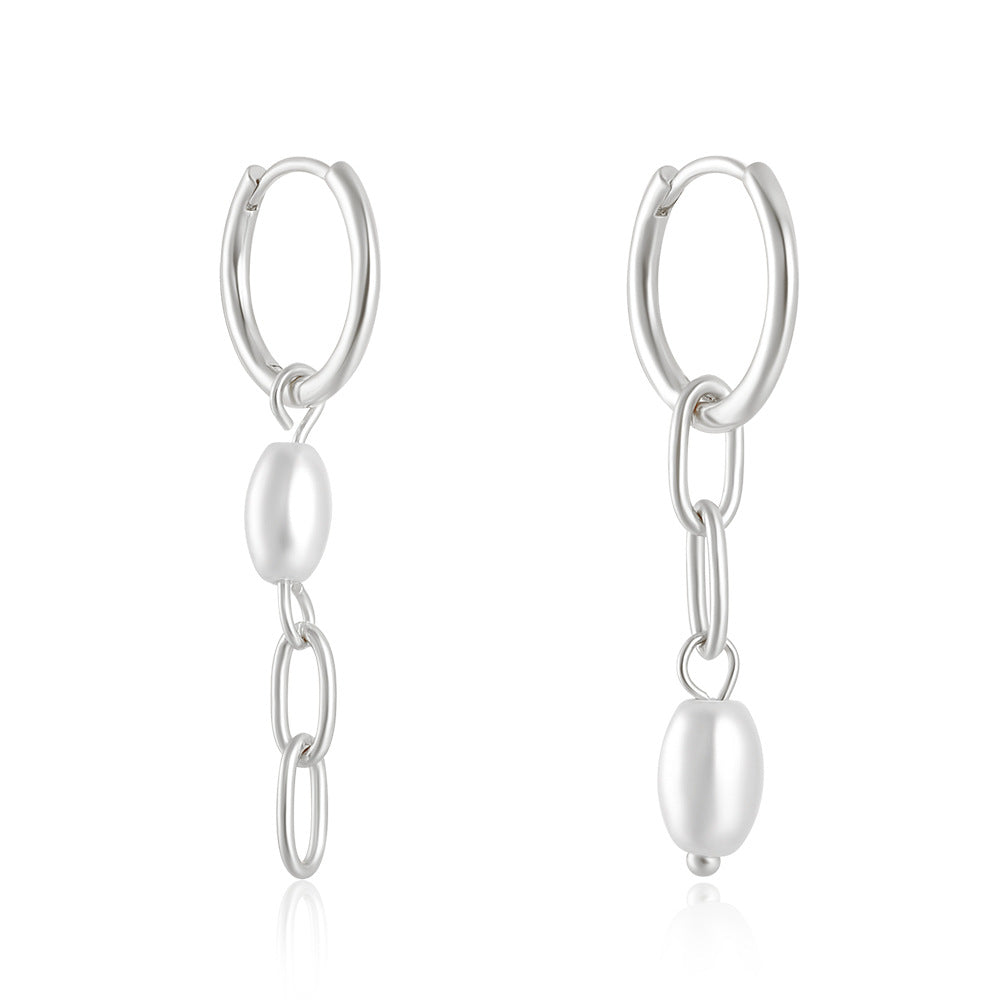 1 Pair Ins Style Round Sterling Silver Pearl Plating Drop Earrings