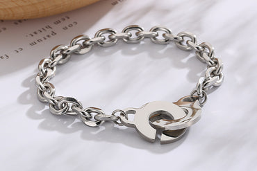 O-shaped Chain Open Circle Interlocking Stainless Steel Bracelet