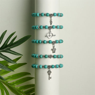 Retro Ethnic Style Geometric Turquoise Beaded Bracelets