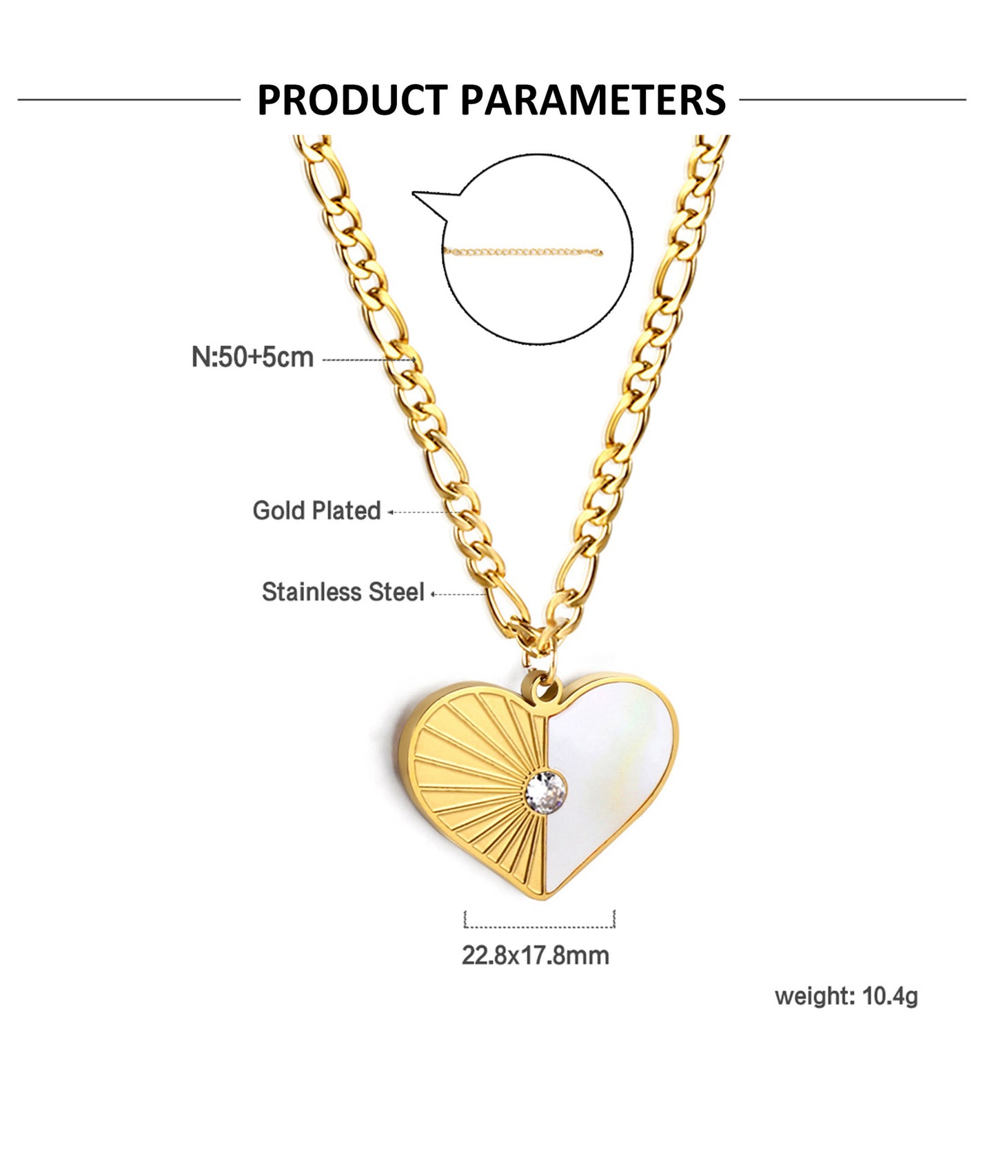 Simple Style Heart Shape Stainless Steel Titanium Steel Plating Gold Plated Pendant Necklace