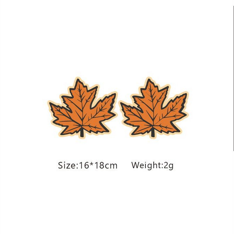Fashion Pumpkin Maple Leaf Tree Wood Women's Ear Studs 1 Pair