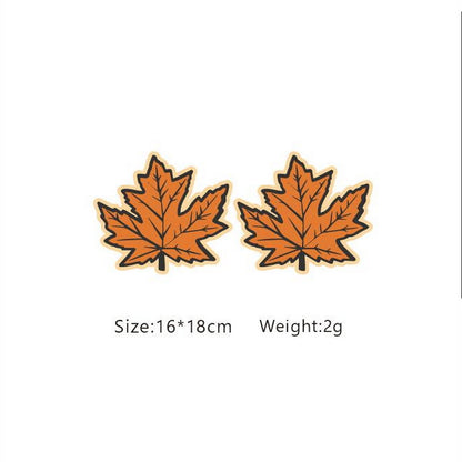 Fashion Pumpkin Maple Leaf Tree Wood Women's Ear Studs 1 Pair