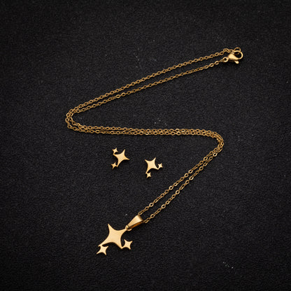 1 Set Simple Style Star Stainless Steel Titanium Steel Plating Earrings Necklace