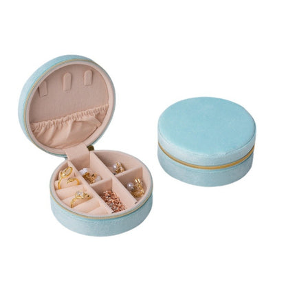 Round Travel Jewelry Storage Box - Jewelry Case for Rings and Small Accessories