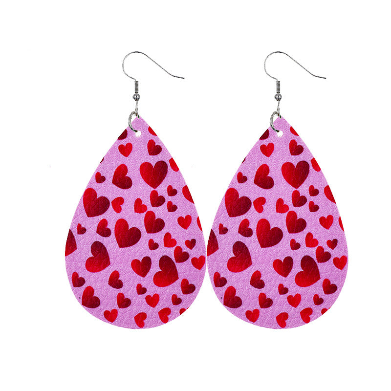 1 Pair Modern Style Classic Style Heart Shape Pu Leather Drop Earrings