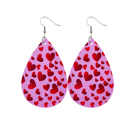 1 Pair Modern Style Classic Style Heart Shape Pu Leather Drop Earrings