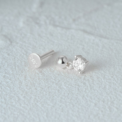 1 Piece Simple Style Geometric Plating Sterling Silver Zircon Ear Studs