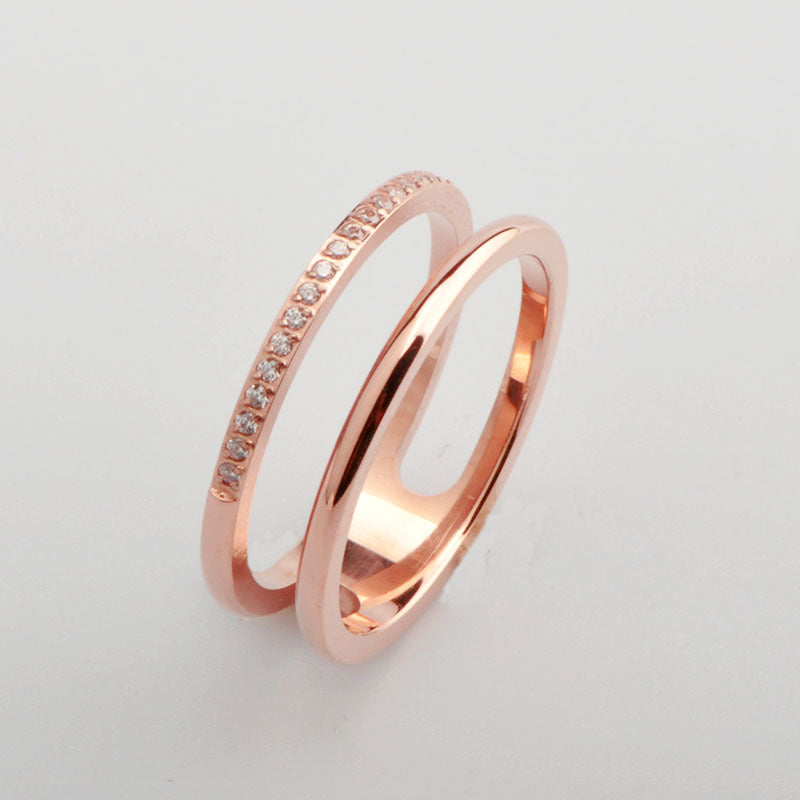 Wholesale Simple Style Geometric Titanium Steel Zircon Rings