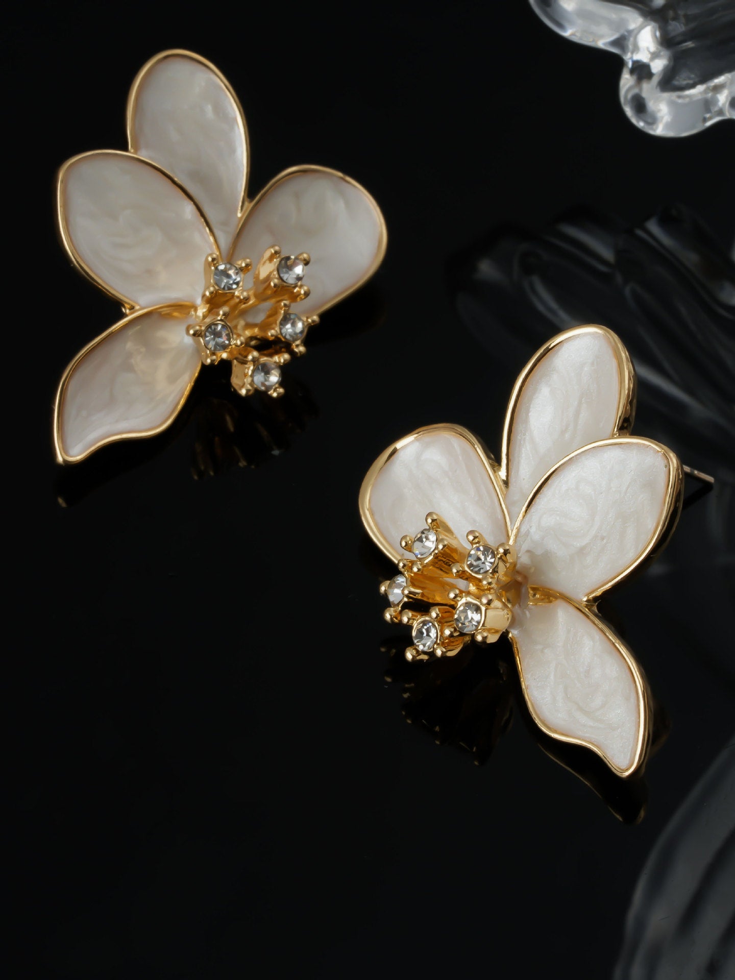 1 Pair Ig Style Sweet Flower Plating Inlay Copper Zircon Ear Studs