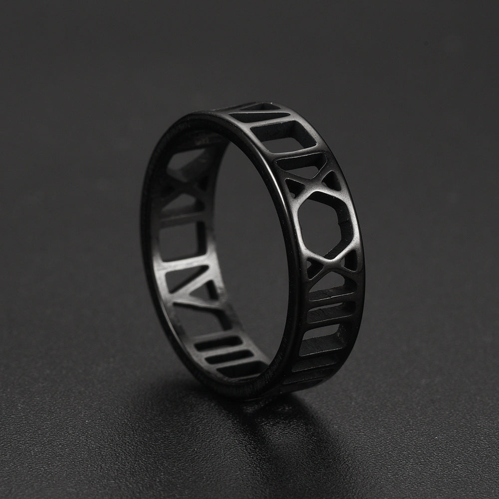 New Simple Stainless Steel Roman Cut Ring Wholesale Gooddiy