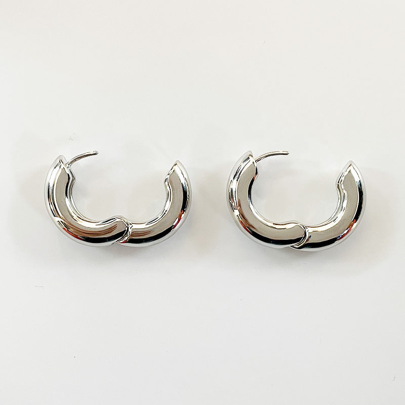1 Pair Simple Style Commute Round Plating Copper Hoop Earrings