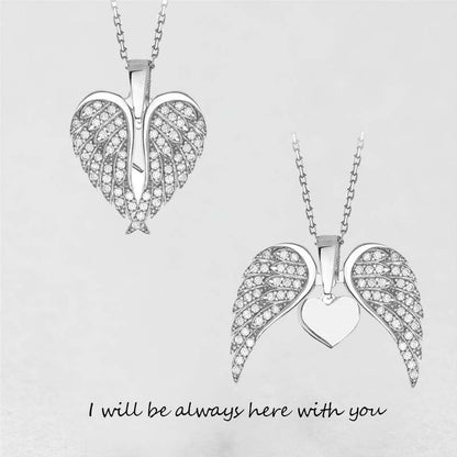 Ig Style Simple Style Heart Shape Wings Copper Zircon Pendant Necklace In Bulk