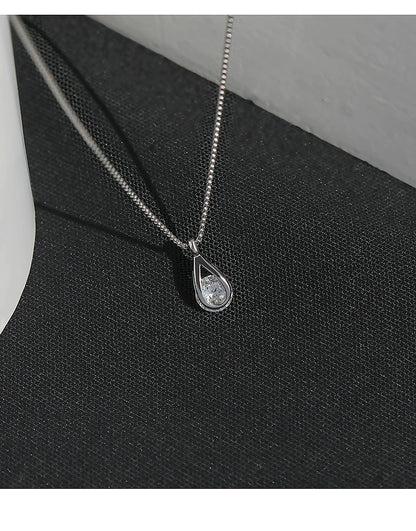 Modern Style Simple Style Water Droplets Sterling Silver Plating Zircon Pendant Necklace