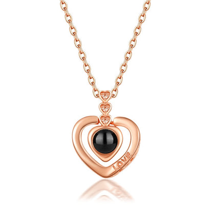 Elegant Korean Style Heart Shape Copper Zircon Pendant Necklace In Bulk