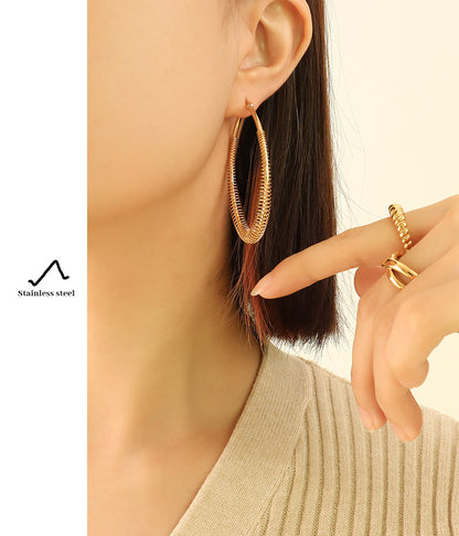 European And American Retro U-shaped Non-fading Titanium Steel Plated 18k Real Gold Earrings