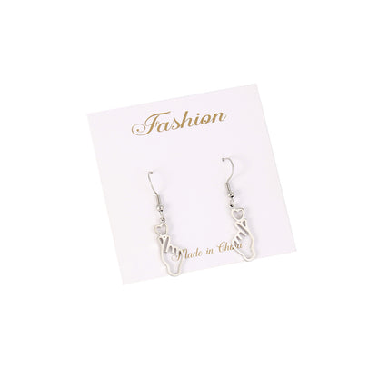 1 Pair Fashion Portrait Polishing Stainless Steel Drop Earrings