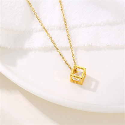 Simple Style Geometric Stainless Steel Plating Inlay Zircon Necklace