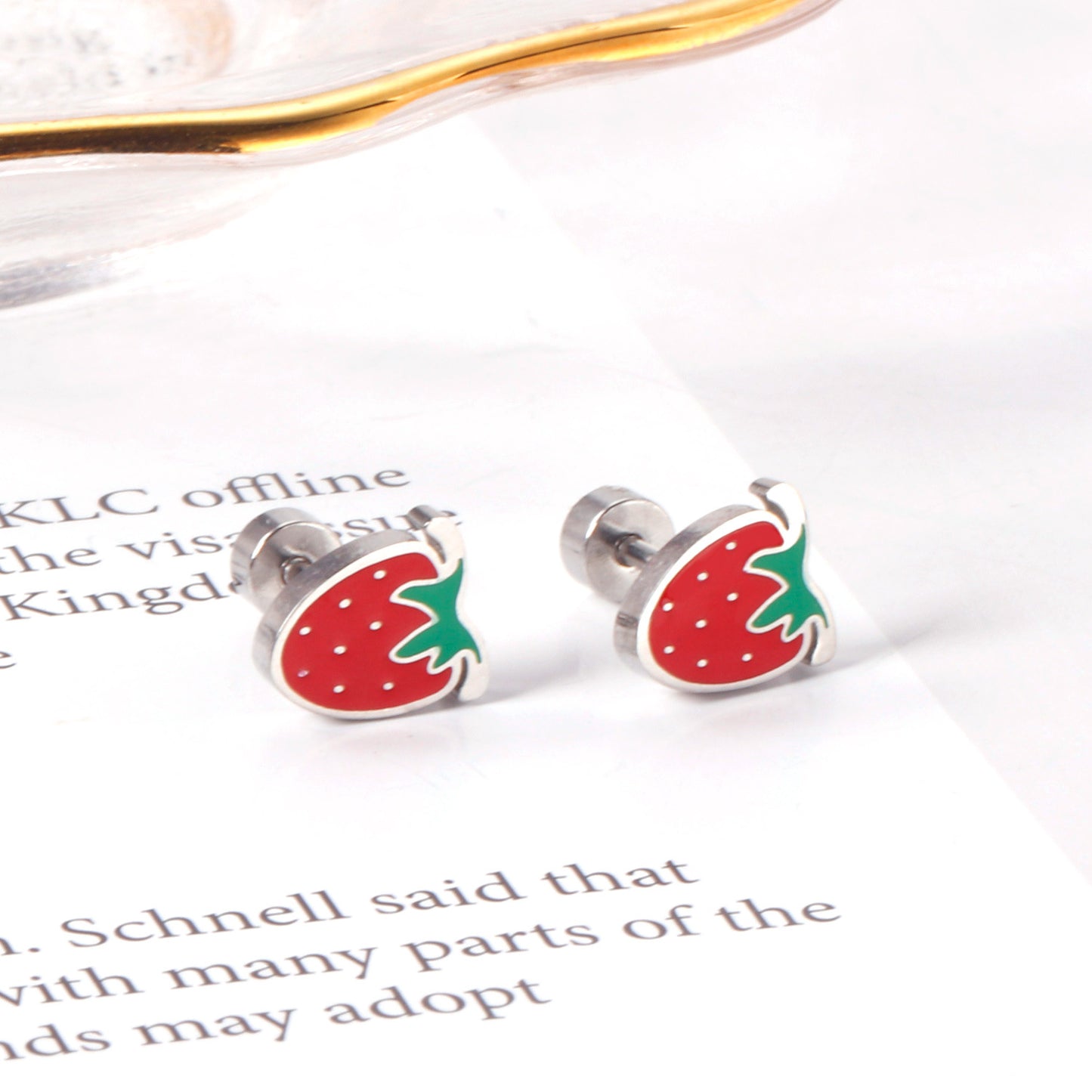 Pastoral Fruit Stainless Steel Plating Ear Studs 1 Pair