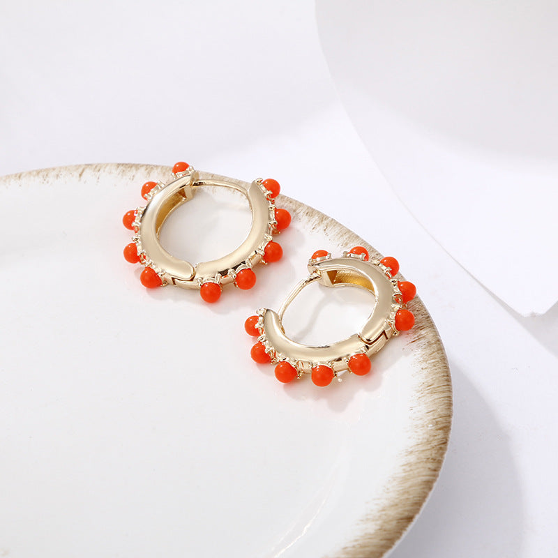 Wholesale Jewelry Hollow Color Round Pearl Earrings Gooddiy