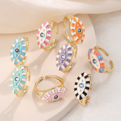 Fashion Devil's Eye Copper Plating Zircon Open Ring