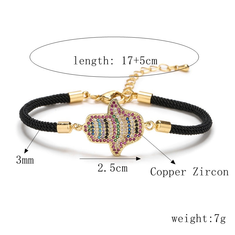 Fashion Palm Copper Bracelets Plating Zircon Copper Bracelets