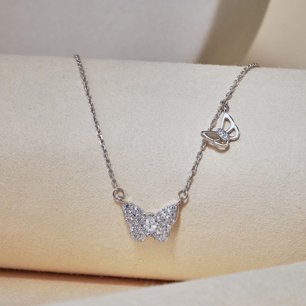 1 Piece Fashion Butterfly Sterling Silver Plating Inlay Zircon Necklace